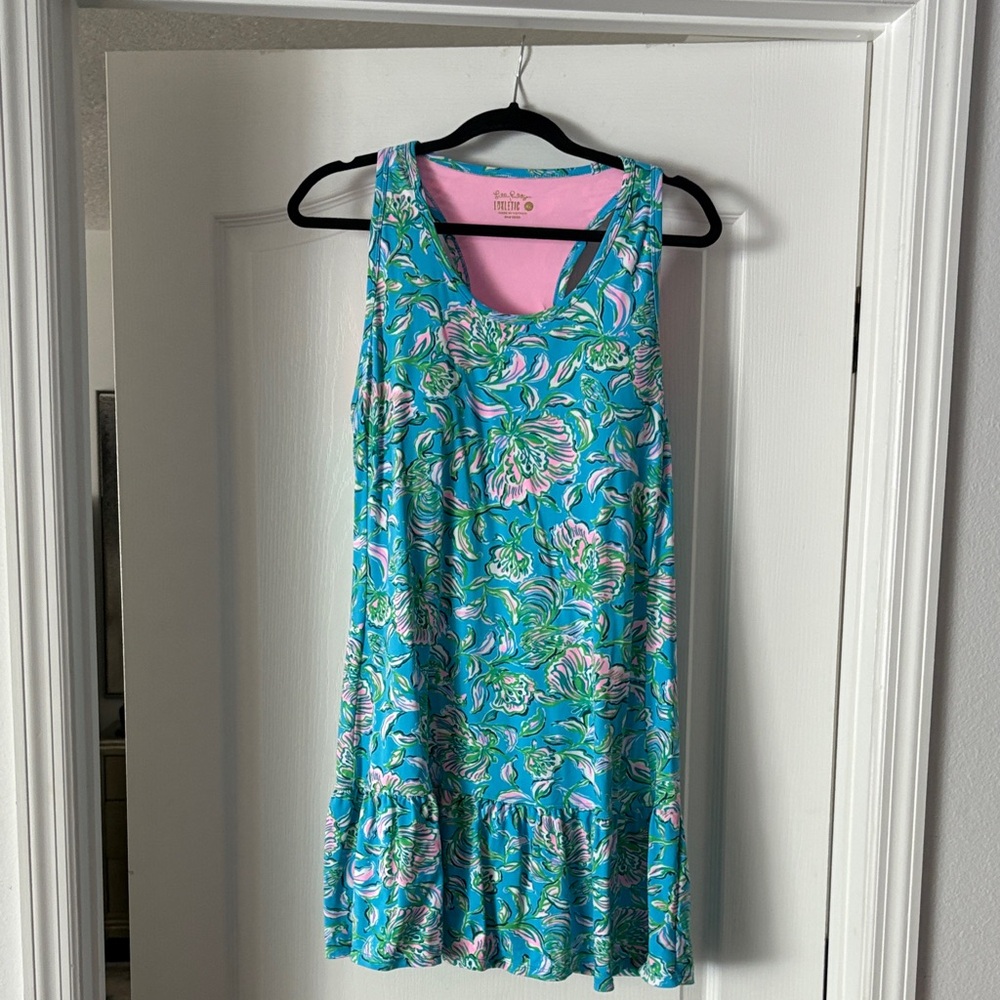 Lilly Pulitzer Vibrant Blue and Green Floral Mini Dress